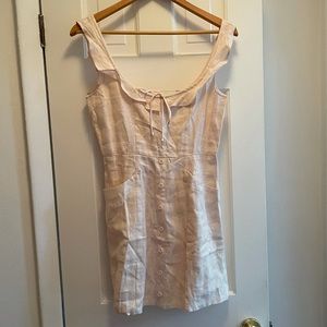 Light pink linen reformation dress